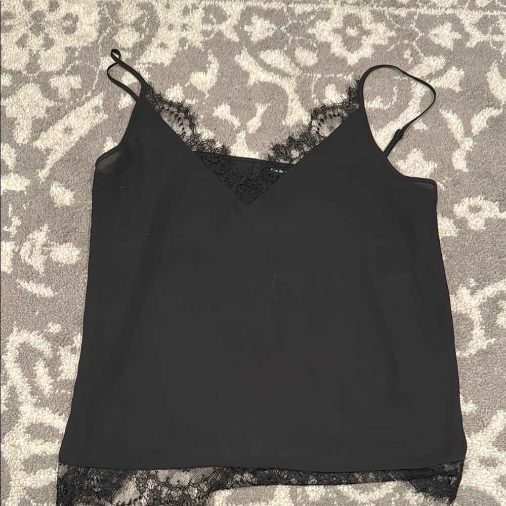 KOOPLES Black Lace Trim Cami Top